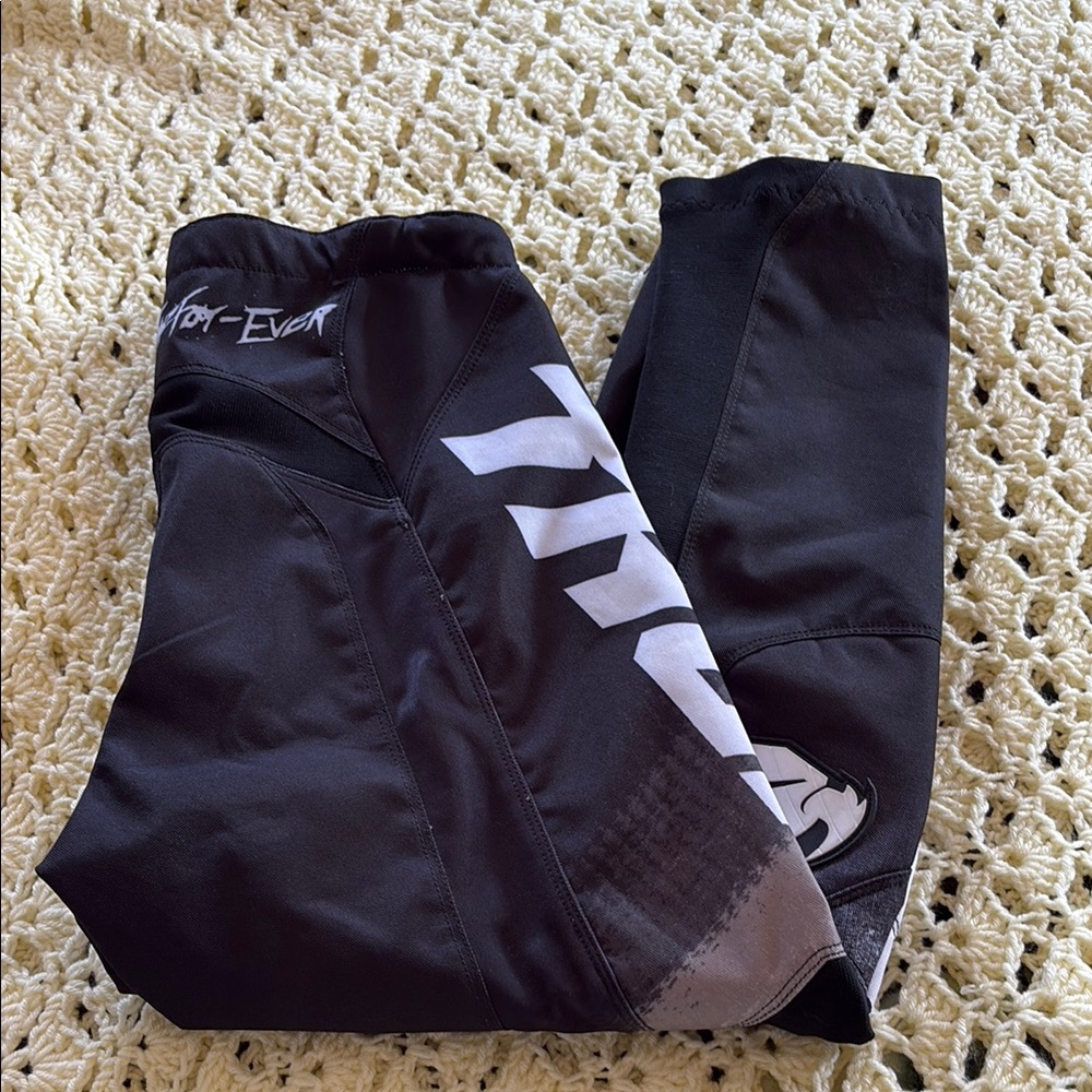 Thor Black and White Kids motocross pants